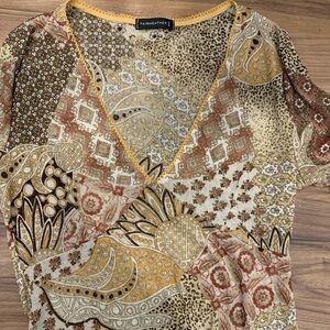 Vintage Funky Patterned Flowy Flared Armed Shirt